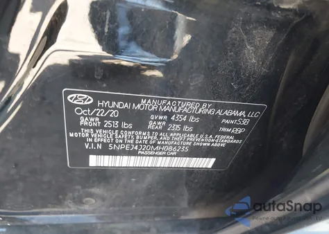 2021 Hyundai Sonata Sel Plus z USA, uszkodzony, nr VIN 5NPEJ4J20MH086235